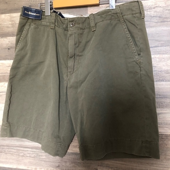 Polo Ralph Lauren New Army Green Flat Front Chino Shorts Size 38 - Picture 7 of 12